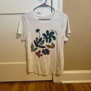 White Old Navy T-Shirt with Floral Design